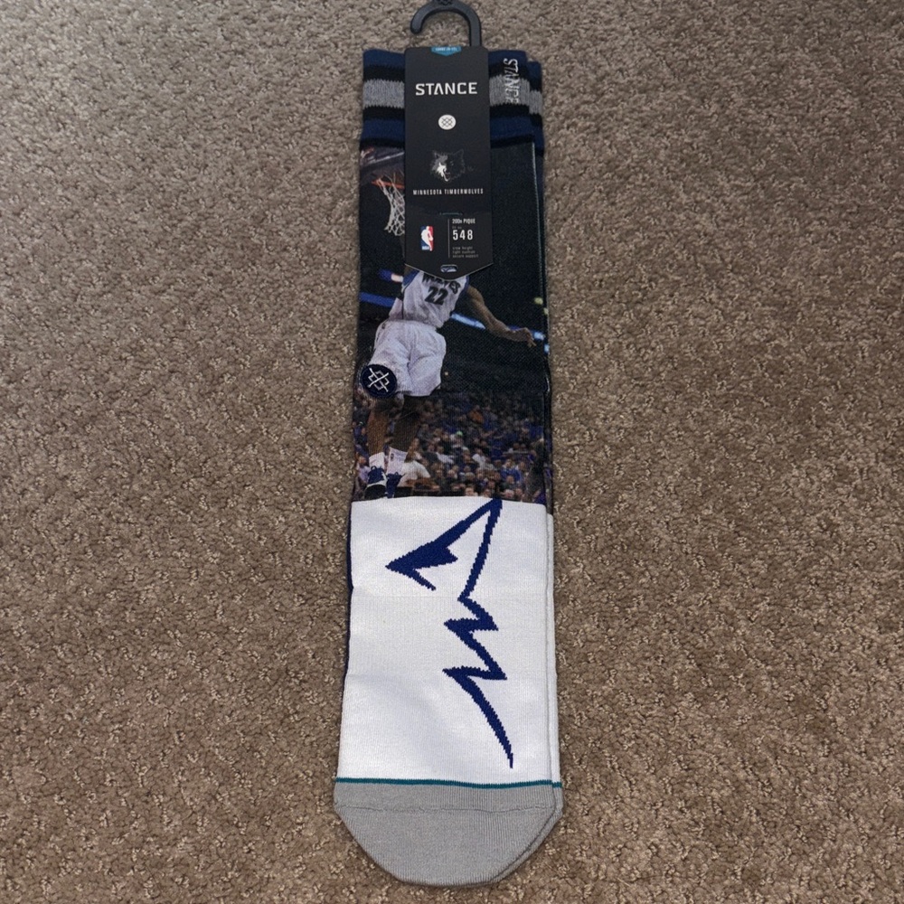 Stance NBA Andrew Wiggins Graphic Crew Socks - Black, Blue, and White SZ L (9-12